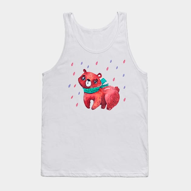 Bear Painting Hand Drawn Tank Top by Mako Design 